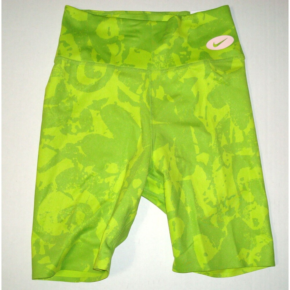Womens Nike NWT New Bike Shorts Yoga Pilates Run Gym One Luxe XS Vivid Green Lim